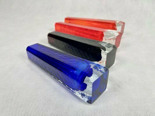 photo for sale Sommerso Glass Vases From Veb Kunstglas Wasungen, 1970s, Set Of 4