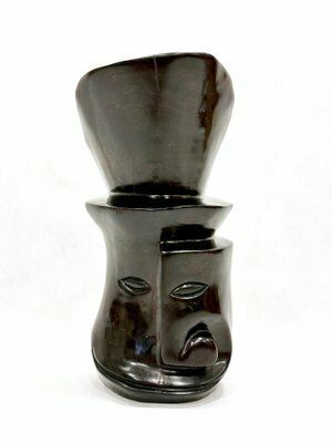 Mid Century Cubist Ebony Wood Head Sculpture, 20th Century