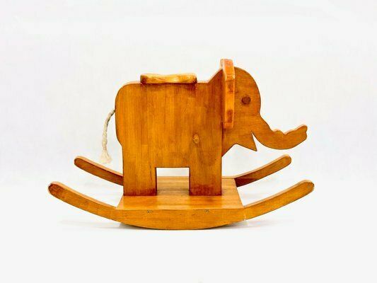Mid Century Wooden Rocking Elephant, 1960s photo for sale