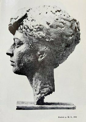 photo vintage Józef Galica, Sculptures Of Mrs. M. S., Bronze And Plaster, Poland, 1960s, Set Of 2