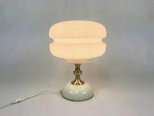 Mid Century Milk Glass And Brass Table Lamp From Napako, 1960s photo buy