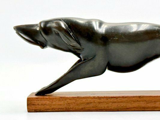 photo furniture Vintage Art Deco Style Carved Hunting Dog Figurine, 1950s