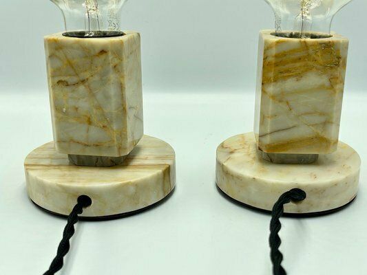 Art Deco Marble Table Lamps From Kámen Praha, 1930s, Set Of 2 photo for sale