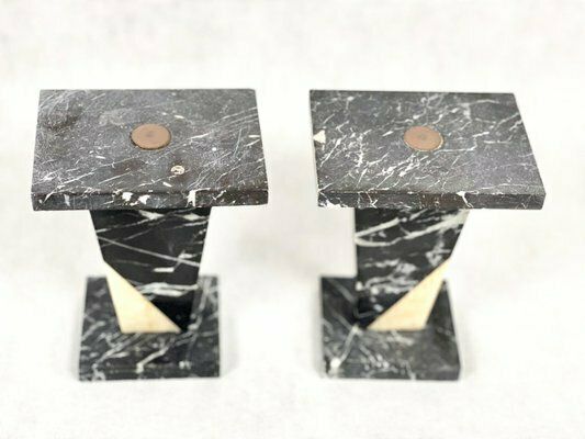 Art Deco Marble Mini Pedestals, 1930s, Set Of 2 photo for sale