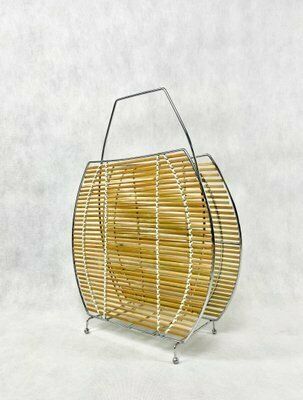 Modernist Bamboo And Steel Magazine Rack, 1980s photo furniture