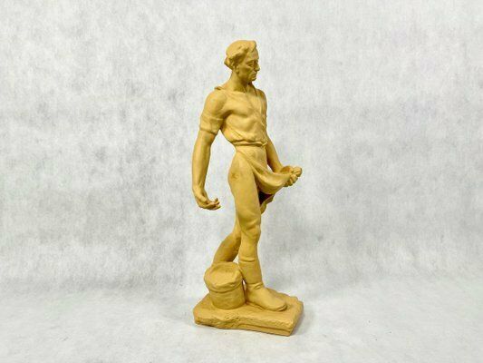 Large Socialist Realist Style Ceramic Sculpture Of Sower, Czechoslovakia, Late 1940s photo Art