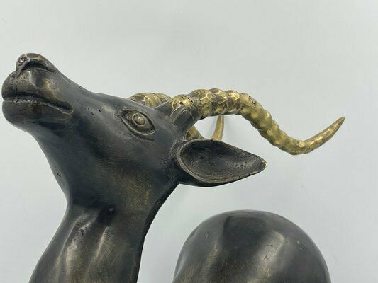 photo furniture Large Bronze Gazelle Sculpture By Loet Vanderveen, 1970s