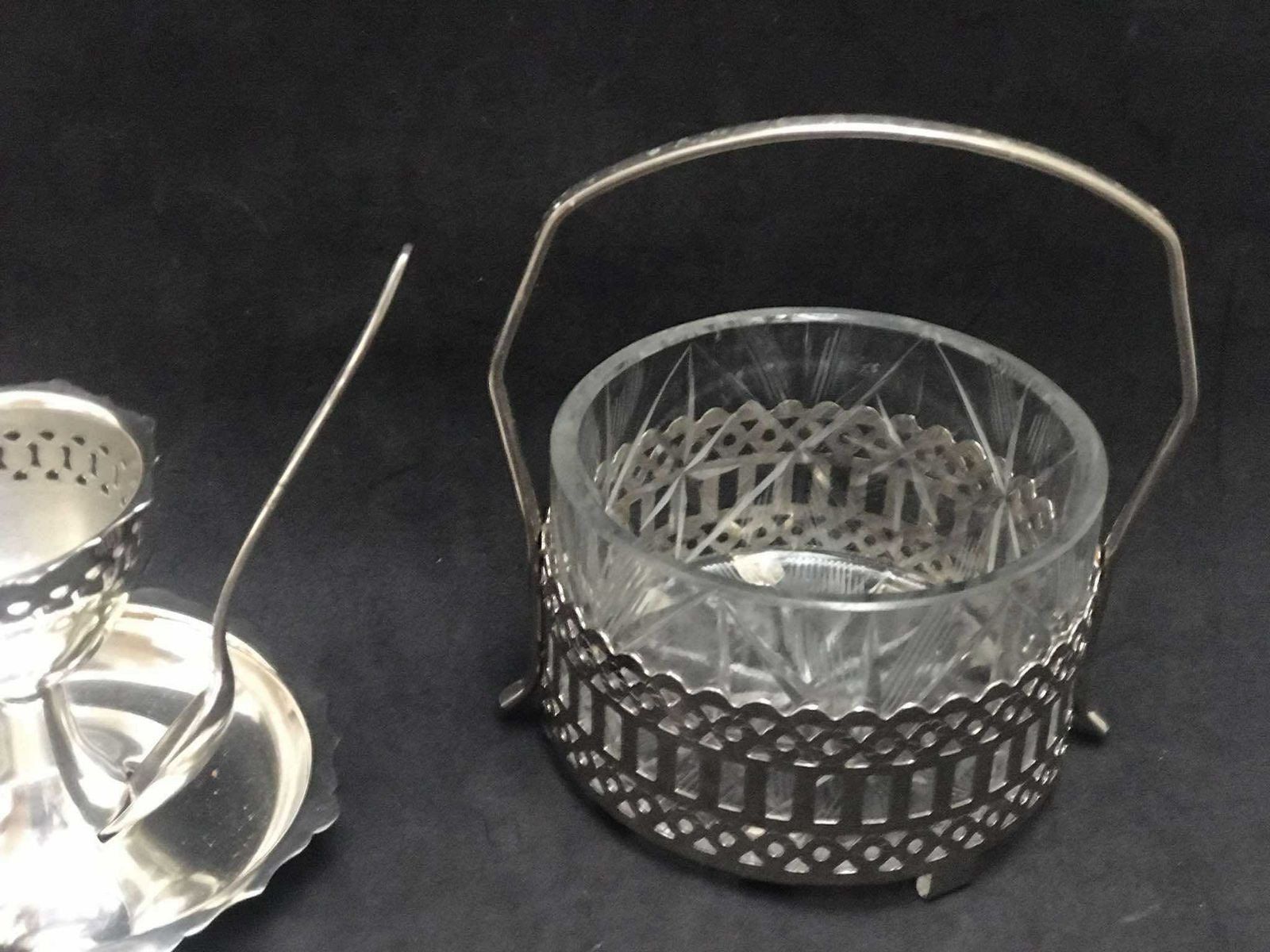 Breakfast Set For One Stainless Steel Egg Cup English Antique Jam/Mustard/Butter Bowl Glass photo vintage