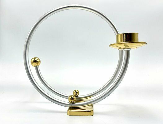 Vintage Brass And Aluminium Candleholder, 1980s