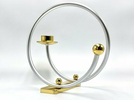 Vintage Brass And Aluminium Candleholder, 1980s photo Home Decor