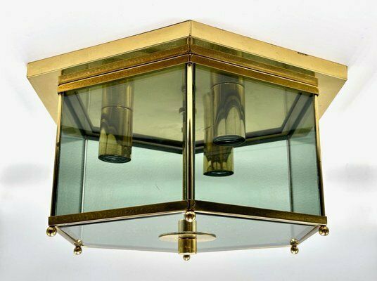 Modernist Smoked Glass Brass Ceiling Lamp Attributed To Luigi Colani For Jsb, 1970s photo furniture