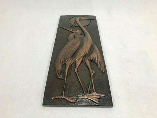 Mid Century Czech Wall Relief With Crane Birds, 1960s photo for sale