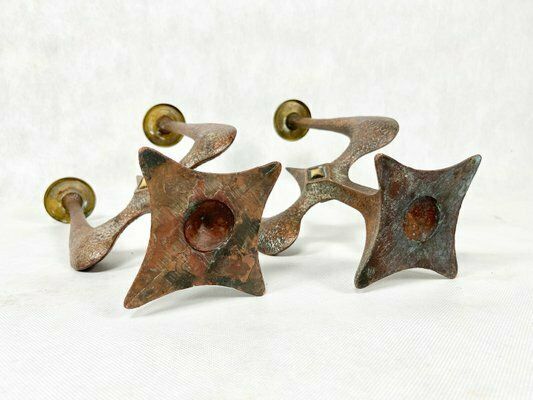 photo furniture Polish Brutalist Copper Candleholders, 1970s, Set Of 2