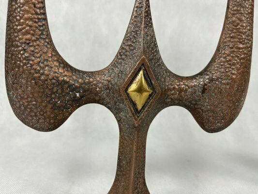 629.0 Polish Brutalist Copper Candleholders, 1970s, Set Of 2 photo