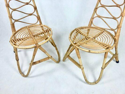photo furniture Bamboo Chairs Attributed To D. Van Sliedregt For Rohé Noordwolde, The Netherlands, 1950s, Set Of 2