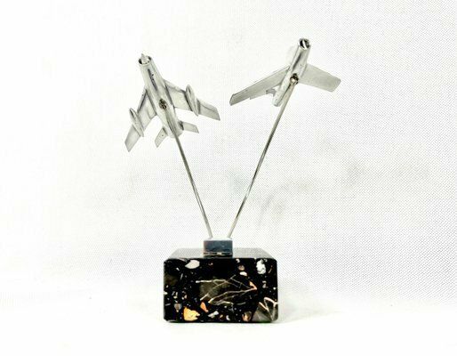 Home Decor Cabinet Miniature With Mig 15 And Mig 19 Planes, Poland, 1950s photo