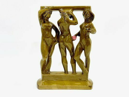 Figurine Of Three Graces In The Bathhouse Attributed To Zdeněk Farnik For Jihokera Bechyně, 1975