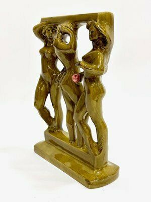 Figurine Of Three Graces In The Bathhouse Attributed To Zdeněk Farnik For Jihokera Bechyně, 1975 photo for sale