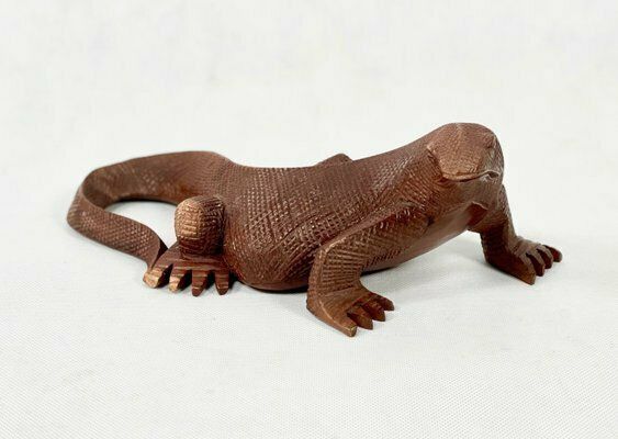 Large Carved Komodo Dragon Walrus Sculpture, 1970s photo Art