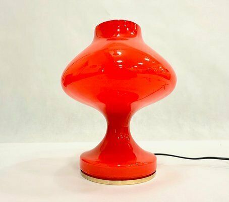 Mid Century Glass And Brass Table Lamp By Stepan Tabera For Opp Jihlava, 1970s photo for sale