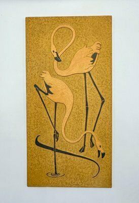 Mid Century Sandstone Wall Relief With Flamingos, 1960s photo for sale