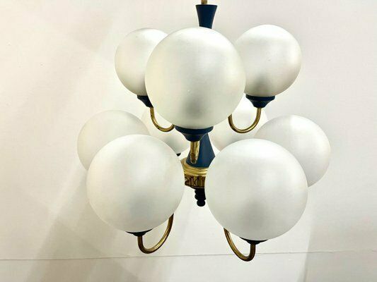 Mid Century German Brass 8 Arm Chandelier, 1970s photo vintage