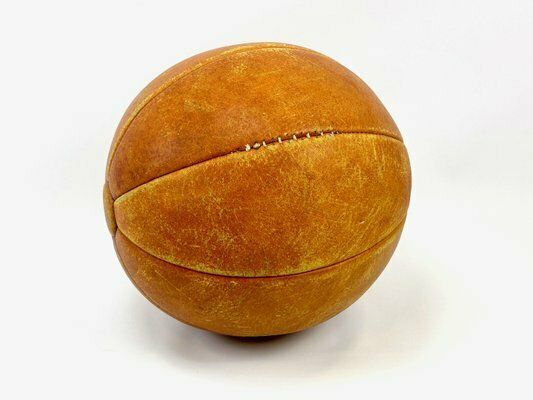 Mid Century Leather Medicine Ball, 1950s photo Home Decor