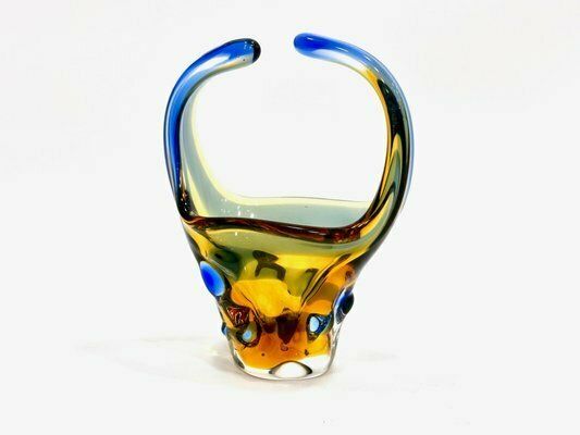 Art Glass Basket By Frantisek Zemek For Sklarna Mstisov, 1960s photo furniture