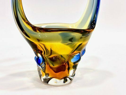 Art Glass Basket By Frantisek Zemek For Sklarna Mstisov, 1960s photo Home Decor
