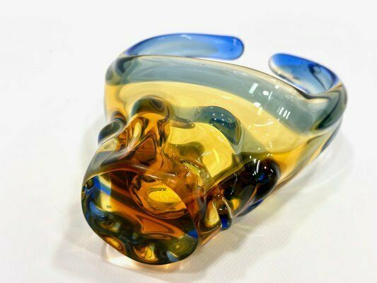 Art Glass Basket By Frantisek Zemek For Sklarna Mstisov, 1960s photo 197.0