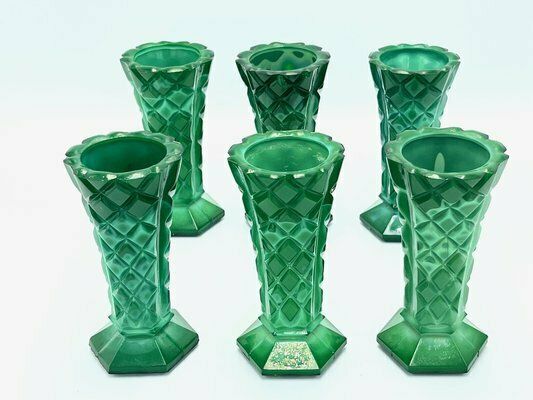 Bohemian Glass & Malachite Vases Or Liquer Glasses, 1980s, Set Of 6