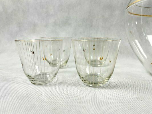 Mid Century Gold Plating Glass Punch Set, 1950s, Set Of 9 photo 206.0