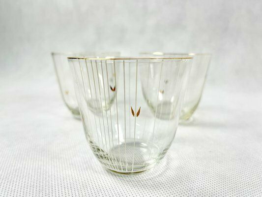 Mid Century Gold Plating Glass Punch Set, 1950s, Set Of 9 photo vinterior