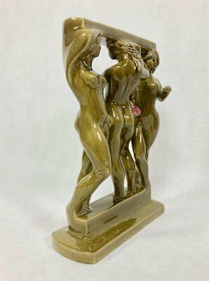 Figurine Of Three Graces In The Bathhouse By Zdeněk Frank For Johoker Bechyně, 1970 photo Home Decor