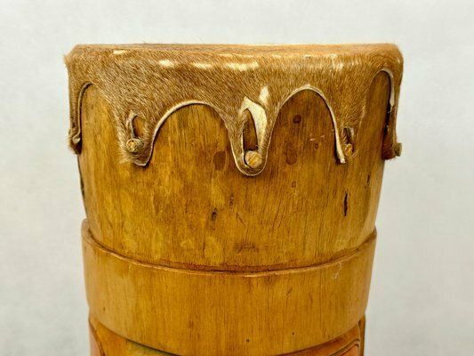 African Carved Wooden Zulu Swazi Drum, 1980s photo for sale