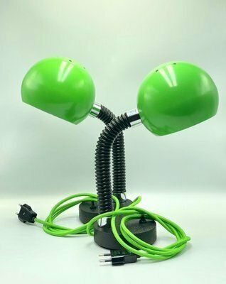 Green Table Lamps By Egon Hiilebrand For Nettelhoff Leuchten Menden, 1960s, Set Of 2 photo buy