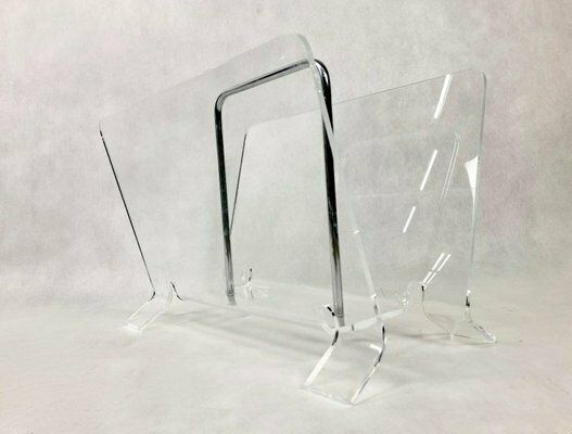 Acrylic Glass Magazine Rack, 1980s photo for sale