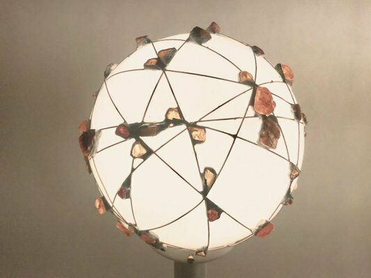 Vintage Danish Table Lamp With Handcrafted Amber Decoration From Jørgen Mørup, 1970s photo buy