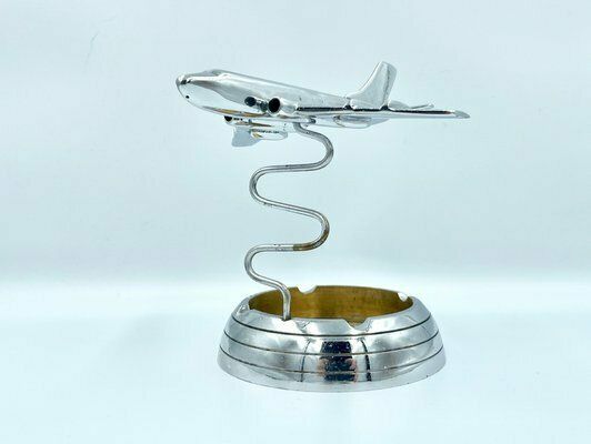 583.0 Polish Model Tu124 Desk Plane With Ashtray In Chromed Brass, 1950s photo