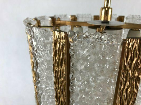 Austrian Pendant Lamp In Bronze Gold Plated Murano Glass From Kalmar, 1960s photo Lighting