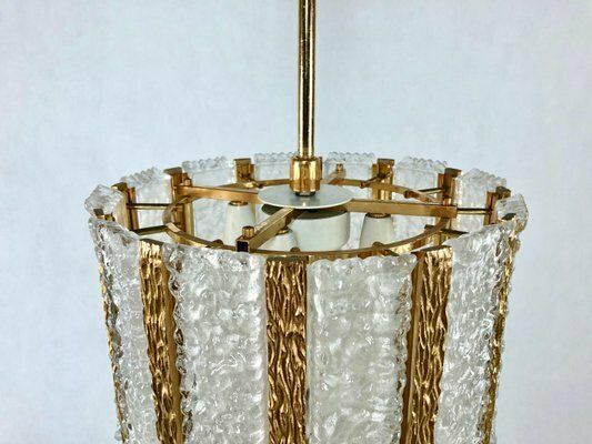 Austrian Pendant Lamp In Bronze Gold Plated Murano Glass From Kalmar, 1960s photo vinterior