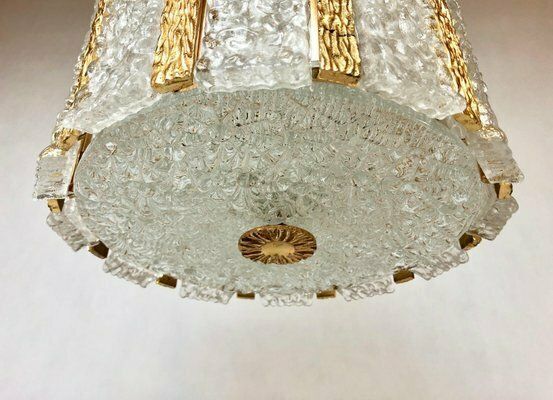 2476.0 Austrian Pendant Lamp In Bronze Gold Plated Murano Glass From Kalmar, 1960s photo