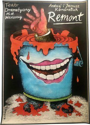 Remont Theatre Poster By A. Krauze, Poland, 1978