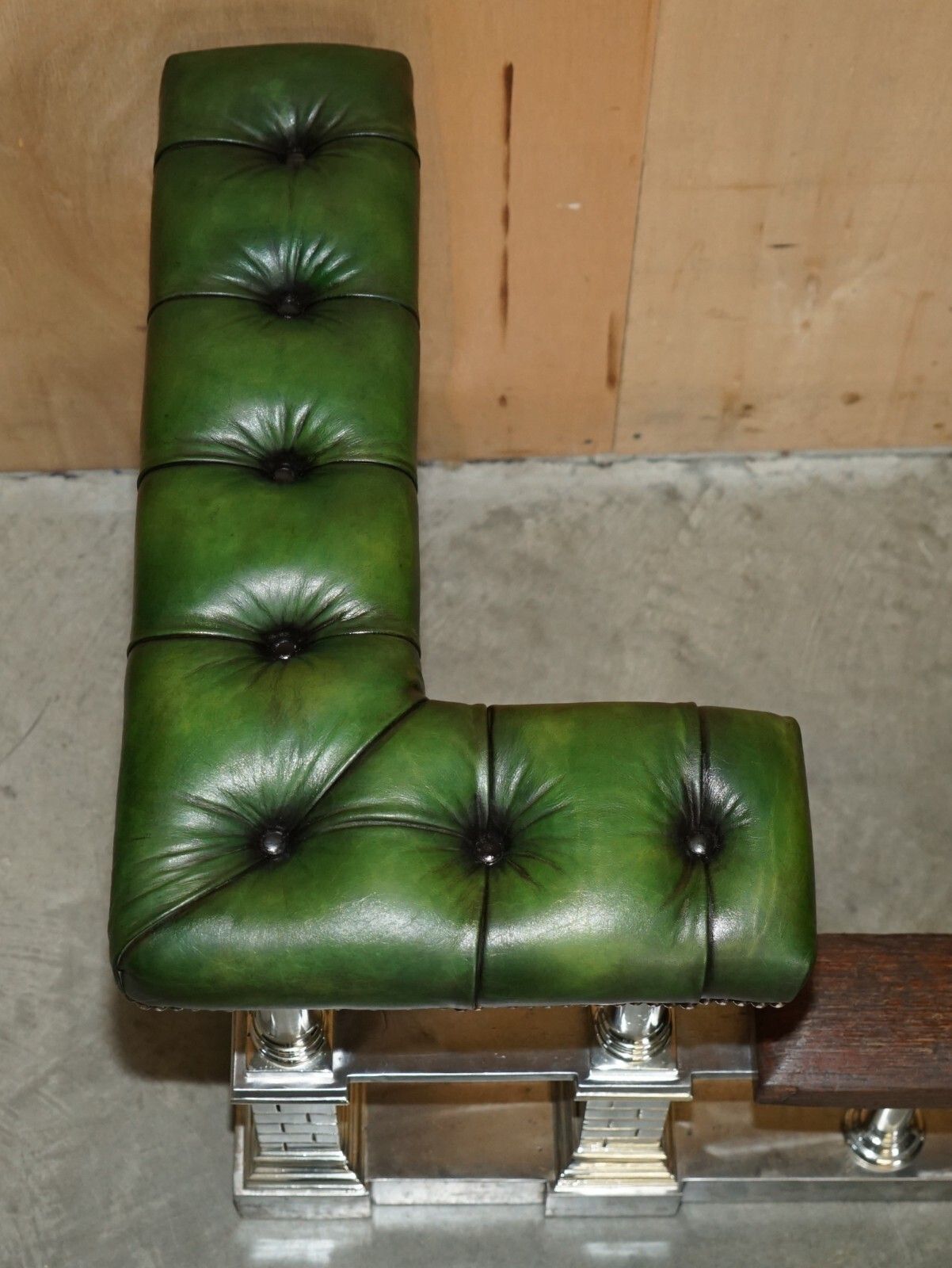 12950.0 Museum Quality Victorian Chrome Castle Green Leather Chesterfield Club Fender photo