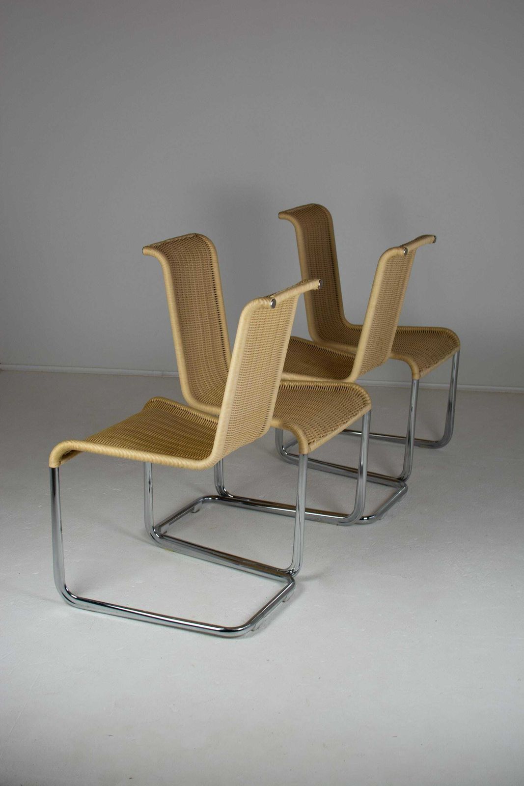 B20 Cane And Chrome Cantilever Dining Chairs By Axel Bruchhäuser For Tecta Set Of 4 photo 1125.0