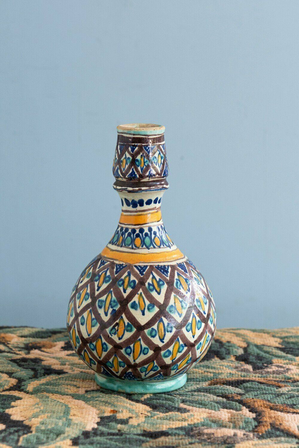 Pair Of Tunisian Glazed Earthenware Vases, Midcentury photo Home Decor