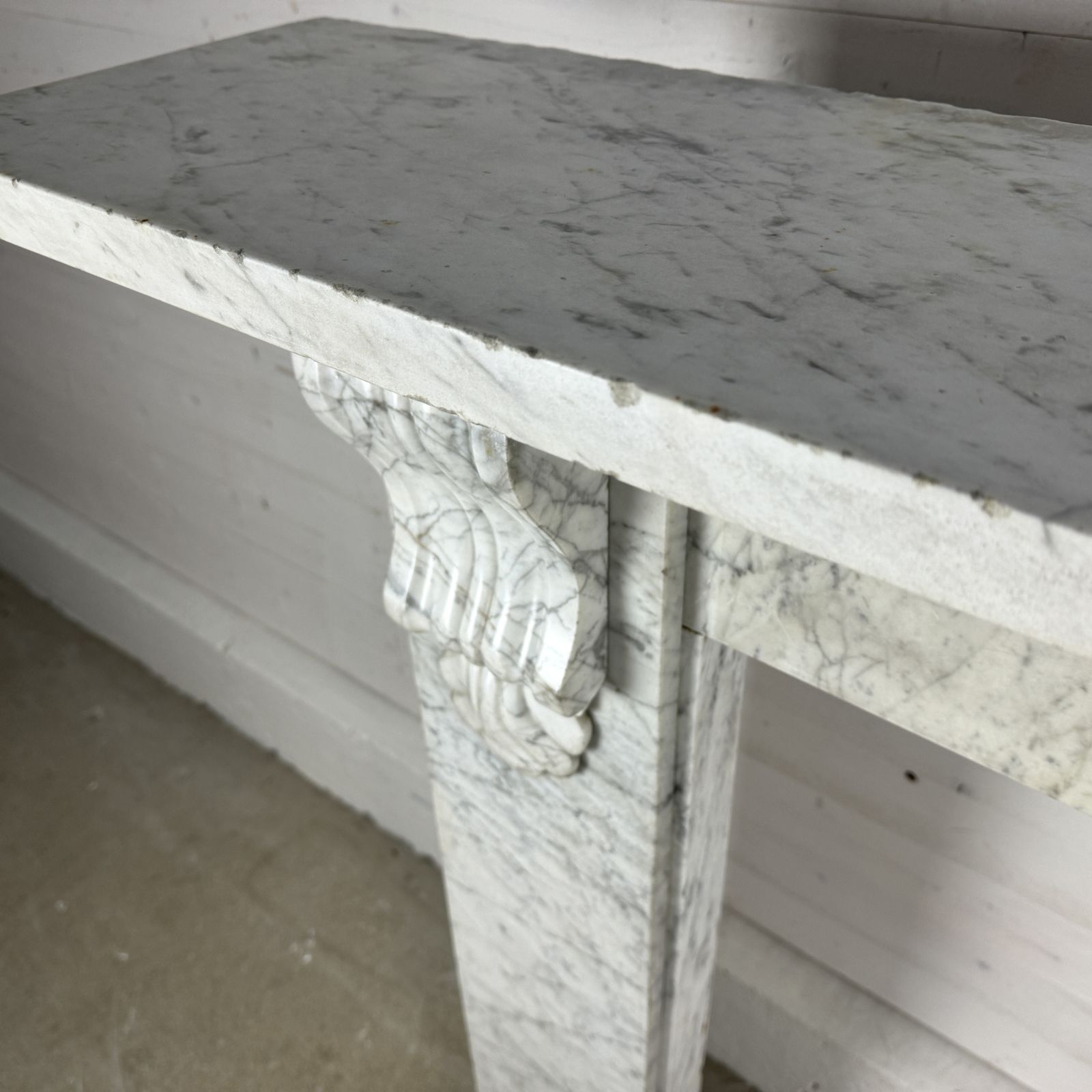 Original Victorian White Carrara Marble Fire Surround With Corbels photo buy