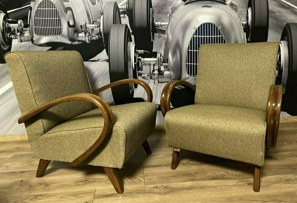 photo furniture Art Deco Armchairs By Jindřich Halabala For Up Závody, 1930s, Set Of 2