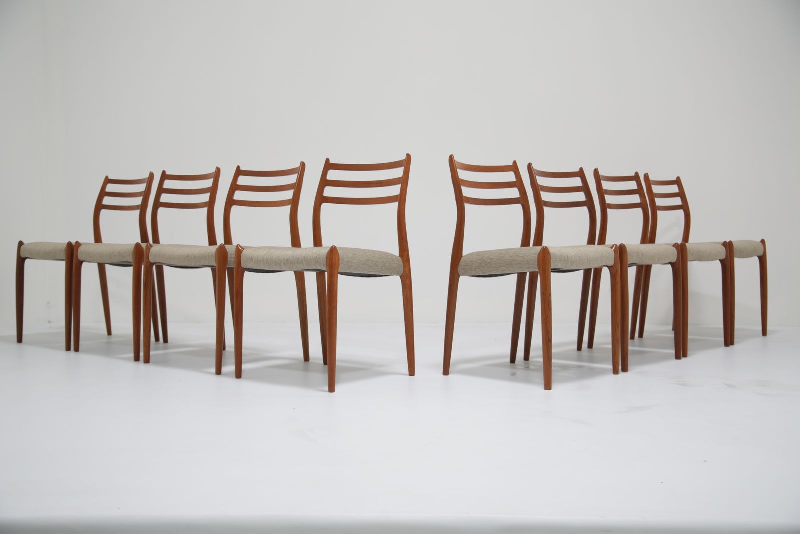 Vintage Set Of 8 Danish Teak Dining Chairs Model 78 By Niels Otto Moller, 1960s photo for sale