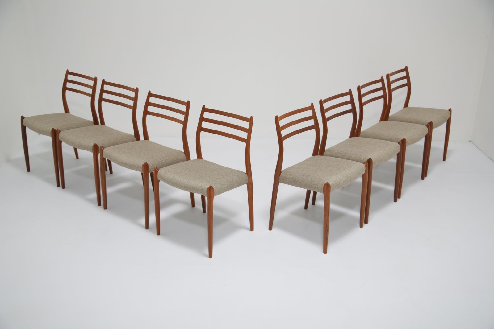 Vintage Set Of 8 Danish Teak Dining Chairs Model 78 By Niels Otto Moller, 1960s photo Furniture